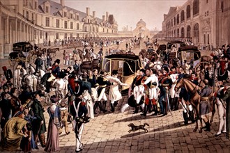 Napoleon I leaving Fontainebleau to reach Elba, 1814