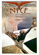 Affiche publicitaire pour un meeting d'aviation à Nice