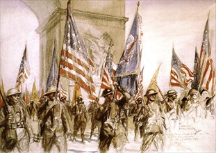 Fouqueray, the American flags on the way to victory