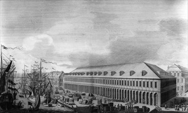 St. Petersburg, view of the Stock Exchange and the goods store, up the Small Neva river