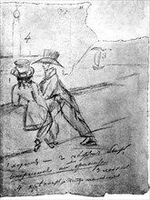 Drawing by Pushkin for the 1st chapter of 'Eugene Oneguin'