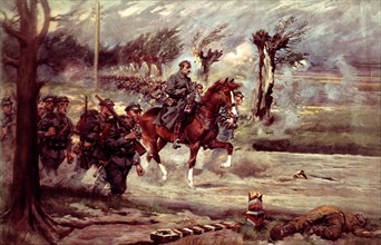 Kossak. Pilsudski à cheval, à la tête des légions polonaises.