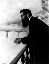 Herzl on a bridge in Basle during the 5th Zionist congress