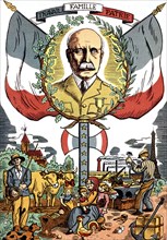 Imagerie en l'honneur du Maréchal Pétain (1856-1951) : "Travail, famille, patrie"