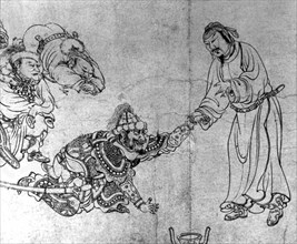Le général chinois Guoziyi fait la paix avec le chef barbare qui menaçait l'empire Tang