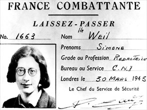 Laissez-passer de Simone Weil (1909-1943)