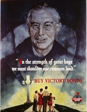 Propaganda poster with President Roosevelt to buy War Bonds