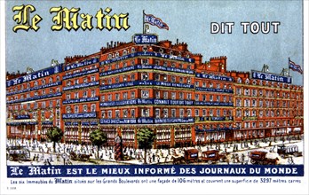 Carte postale publicitaire pour le journal "Le Matin"