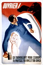 Affiche de propagande pour le travail volontaire en Allemagne