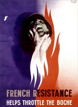 Affiche de R. Louvat en langue anglaise à la gloire de la Résistance française (1944)