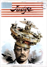 Satirical cartoon in 'Judge', Thedore Roosevelt and the Panama canal (1904)