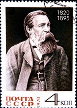 Postage stamp commemorating the 150th anniversary of Engels' birth (1820-1895)