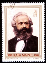 Postage stamp commemorating the 100th anniversary of Karl Marx's death (1818-1883)