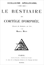 Ouvrage de Guillaume Apollinaire, "Le bestiaire ou Cortège d'Orphée", frontispice