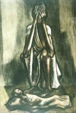 Peinture de Millart Sheets. Famine en Inde