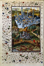 Miniature par Bertrandin de la Broquière : "Les voyages d'Outre-mer". Jérusalem, la ville sainte