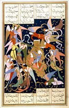 Miniature persanne. L'ascension de Mohammed (ou Mahomet)