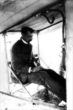 Blériot in his monoplane