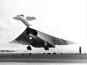 XB 704 experimental supersonic plane. Delta-shape with six jets, weighing 225 tons.