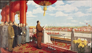 Mao Zedong annonce la création de la République populaire de Chine.