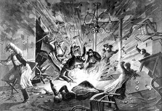 Anarchist attack on the boulevard Magenta. Paris. 1892