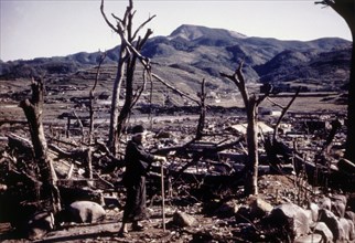 Nagasaki reduced to rubble and ruins by the atomic bomb