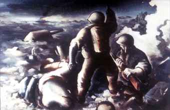 Painting by David Lax. "D-Day", Omaha Beach