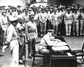German surrender signed by Admiral Mimitz aboard the ship "Missouri"