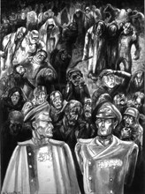 Gravure de Léa Grundig : "L'armée et les généraux à Stalingrad". in l'ouvrage "Plus jamais ça"