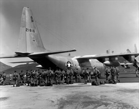 18 "Hercules" planes from the 464th Troop Carrier Wing