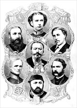 Portraits de rois de Belgique, Saxonie, Bavière, Italie, Portugal, Danemark et du sultan de Turquie