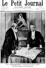 The Franco-English agreement. Paul Cambon and Lord Salisbury. In "Le Petit Journal"