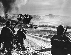 Guerre de Corée, 1950-1953, soldats de l'O.N.U en action