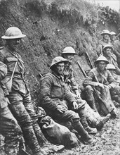 English soldiers in the trenches on the Somme