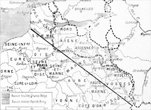 Carte des prétentions allemandes dans le Nord-Est de la France