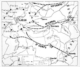 Carte de la bataille de Liège