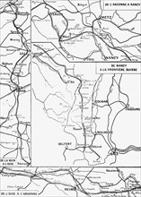 Cartes de l'Oise, l'Argonne, Nancy et la frontière Suisse