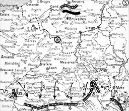 Carte de la situation des armées le 5 septembre 1914