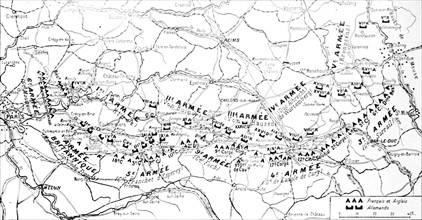 Map of the locations of the army on 5th September 1914