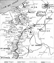 Map of the locations of the army on 17th october 1914