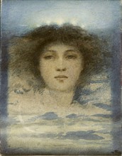 Anonymous, Face of a woman floating over waves