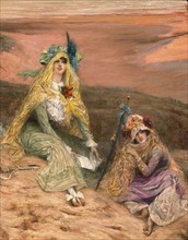 Clairin, Sarah Bernhardt et une amie sur la plage de Belle Isle (détail)
