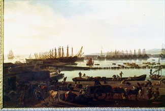 Vernet, Third view of Toulon: view of the old port from the side of the food stores (detail)