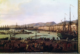 Vernet, Troisième vue de Toulon, vue du vieux port, prise du côté des magasins au vivres (détail)
