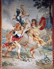Detail of one of the five tapestries of Achilles