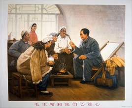 Mao Zedong s'entretient avec les paysans du Yenan