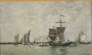 Boudin, Sailships and boats in the harbor of Trouville