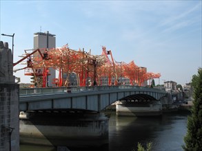 Boieldieu bridge in Rouen with the Arne Quinze installation