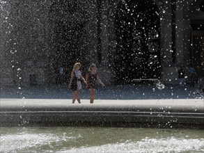 Walk near a fountain in Paris