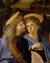 Verrocchio and Da Vinci, The Baptism of Christ (detail)